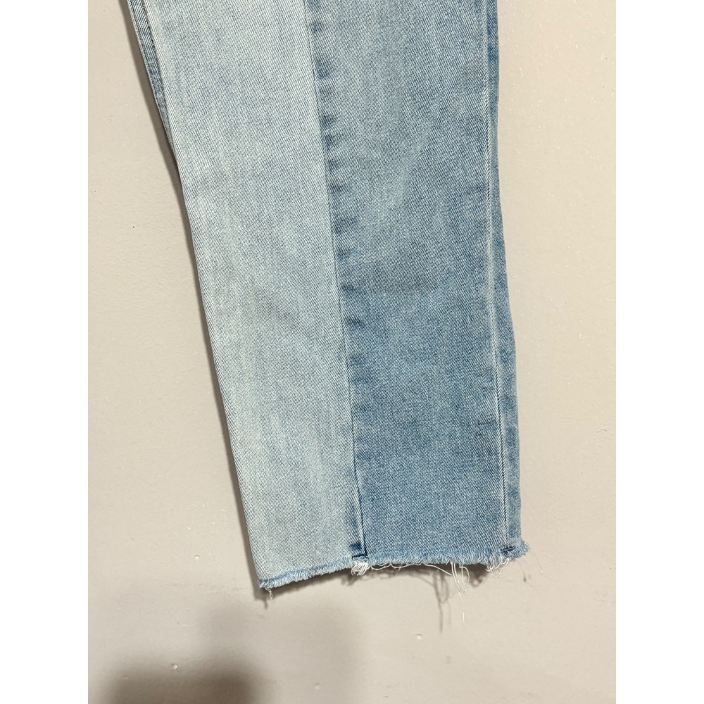 Abercrombie & Fitch Curve Love Ankle Straight Ultra High Rise Two Tone Jeans 6 - Picture 3 of 6